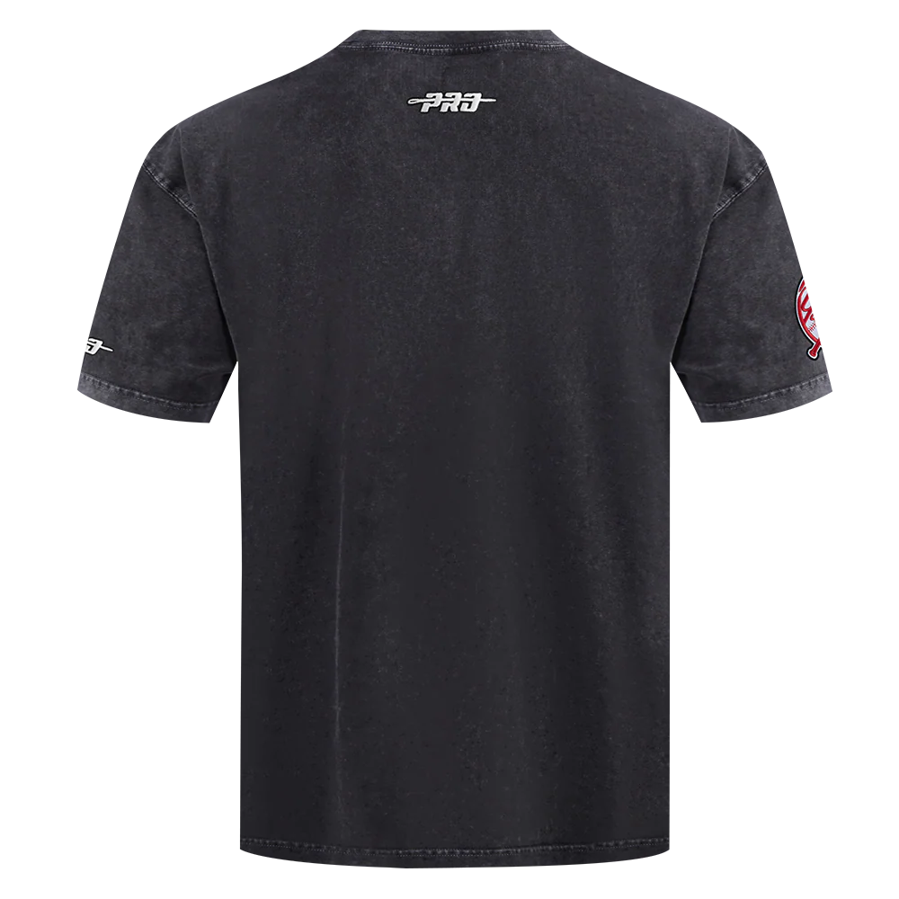 MLB NEW YORK YANKEES CHROME MEN'S COTTON JERSEY DROP SHOULDER TOP (WASHED BLACK) - Image 3