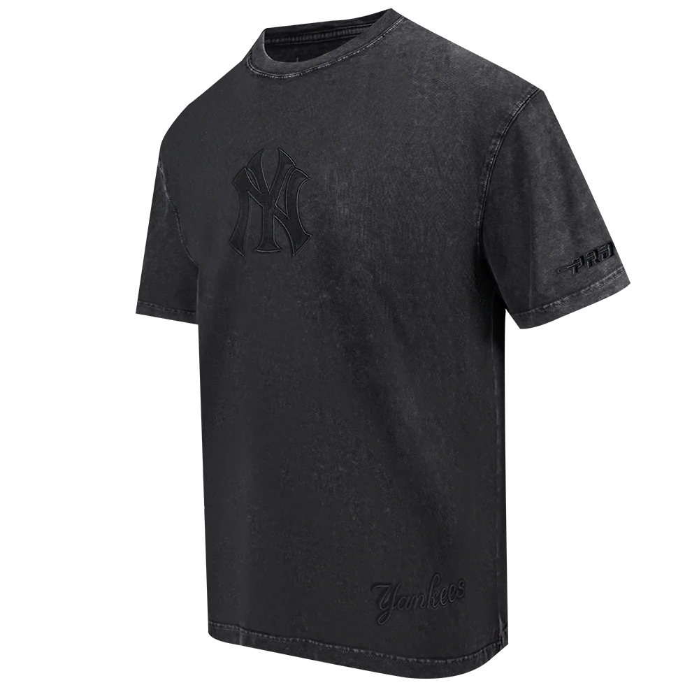 MLB NEW YORK YANKEES WASHED CLASSIC MEN'S ENZYME WASH DROP SHOULDER TEE (WASHED BLACK) - Image 2
