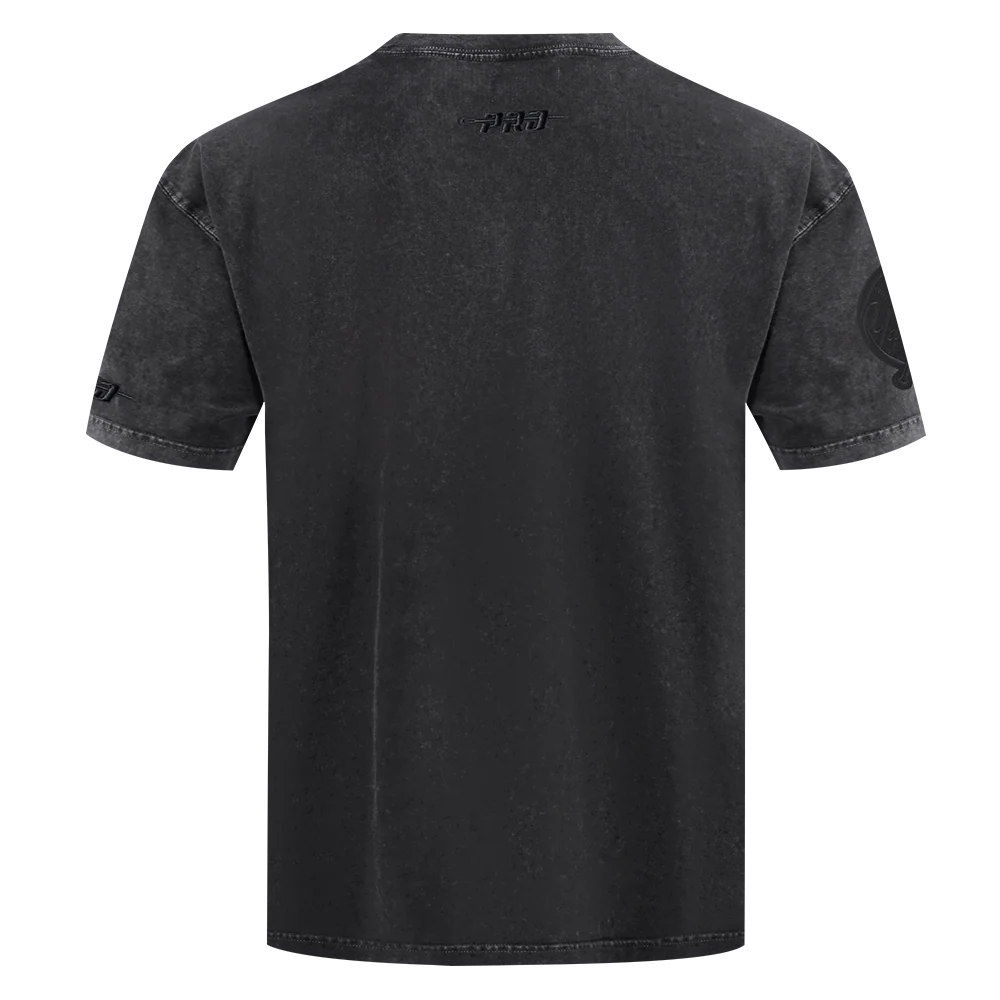 MLB NEW YORK YANKEES WASHED CLASSIC MEN'S ENZYME WASH DROP SHOULDER TEE (WASHED BLACK) - Image 3