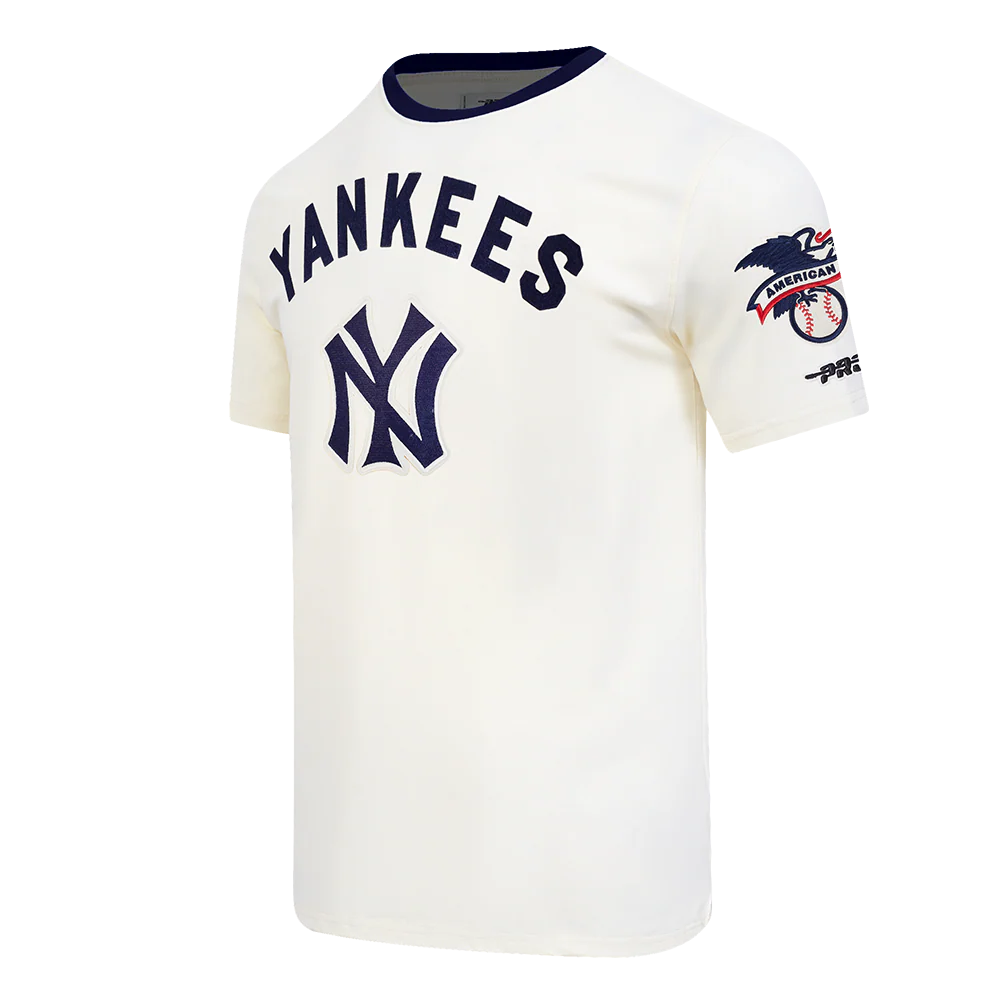 MLB NEW YORK YANKEES MODERN ORIGINALS MEN'S RINGER TEE (EGGSHELL/ MIDNIGHT NAVY) - Image 5