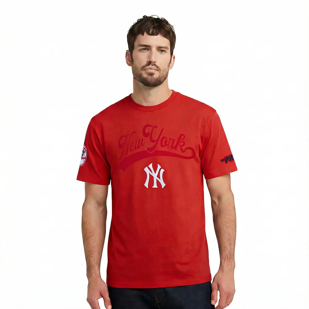 MLB NEW YORK YANKEES LIVING LARGE MEN'S CJ DROP SHOULDER TEE (RED)