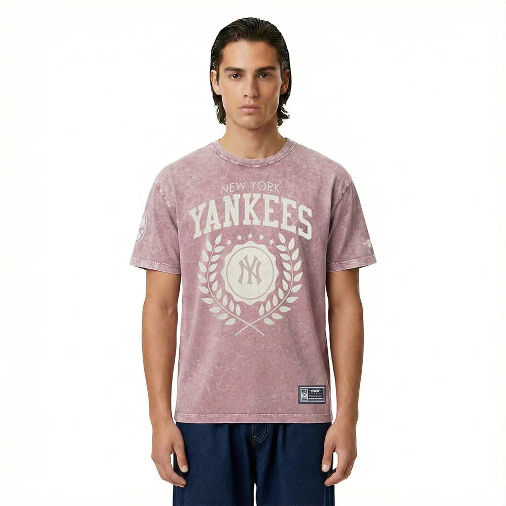 MLB NEW YORK YANKEES STREET TEAM MEN'S CJ DROP SHOULDER ENZYME WASH TEE (WASHED MAUVE)