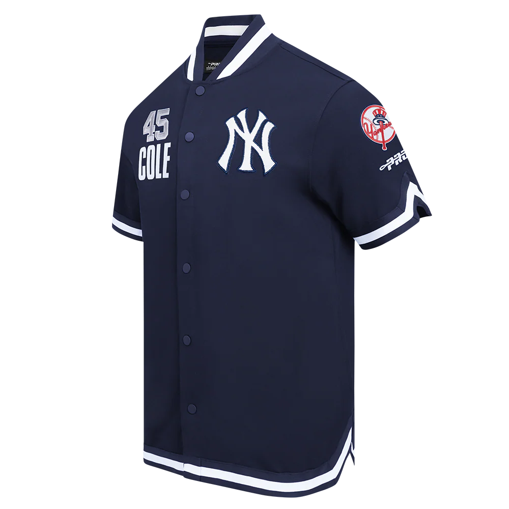 MLB NEW YORK YANKEES GERRIT COLE #45 CLASSIC PLAYER NAME AND NUMBER MEN'S BUTTON DOWN SHIRT (MIDNIGHT NAVY) - Image 2