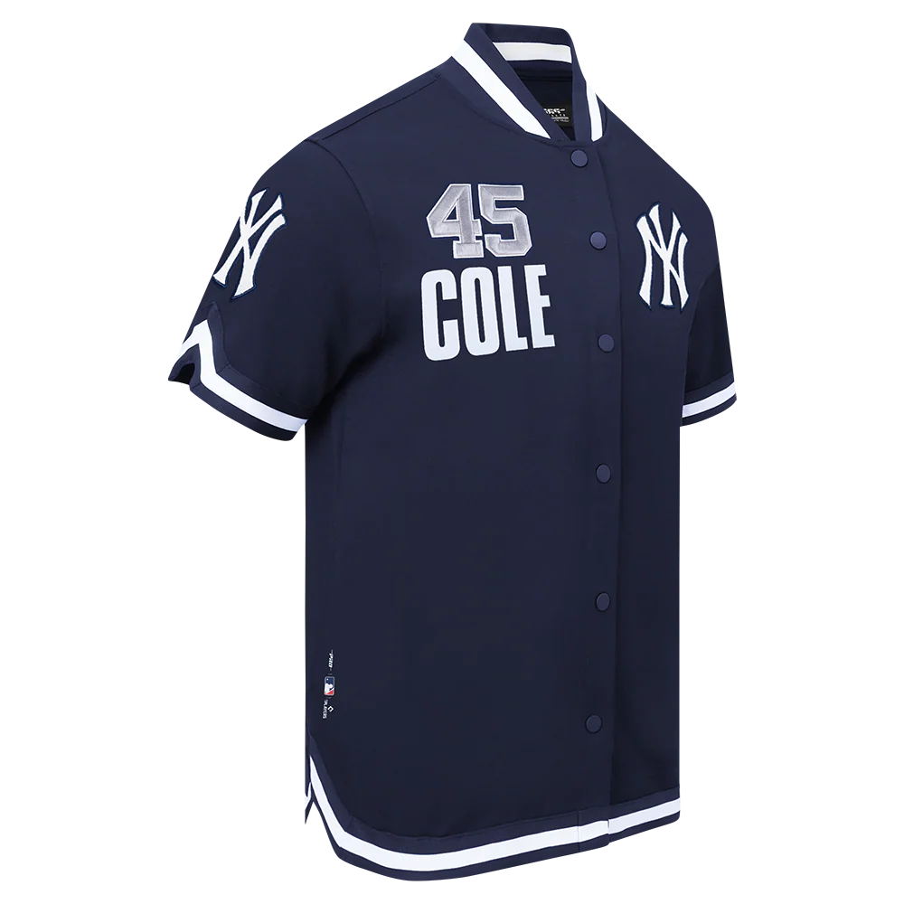 MLB NEW YORK YANKEES GERRIT COLE #45 CLASSIC PLAYER NAME AND NUMBER MEN'S BUTTON DOWN SHIRT (MIDNIGHT NAVY) - Image 3