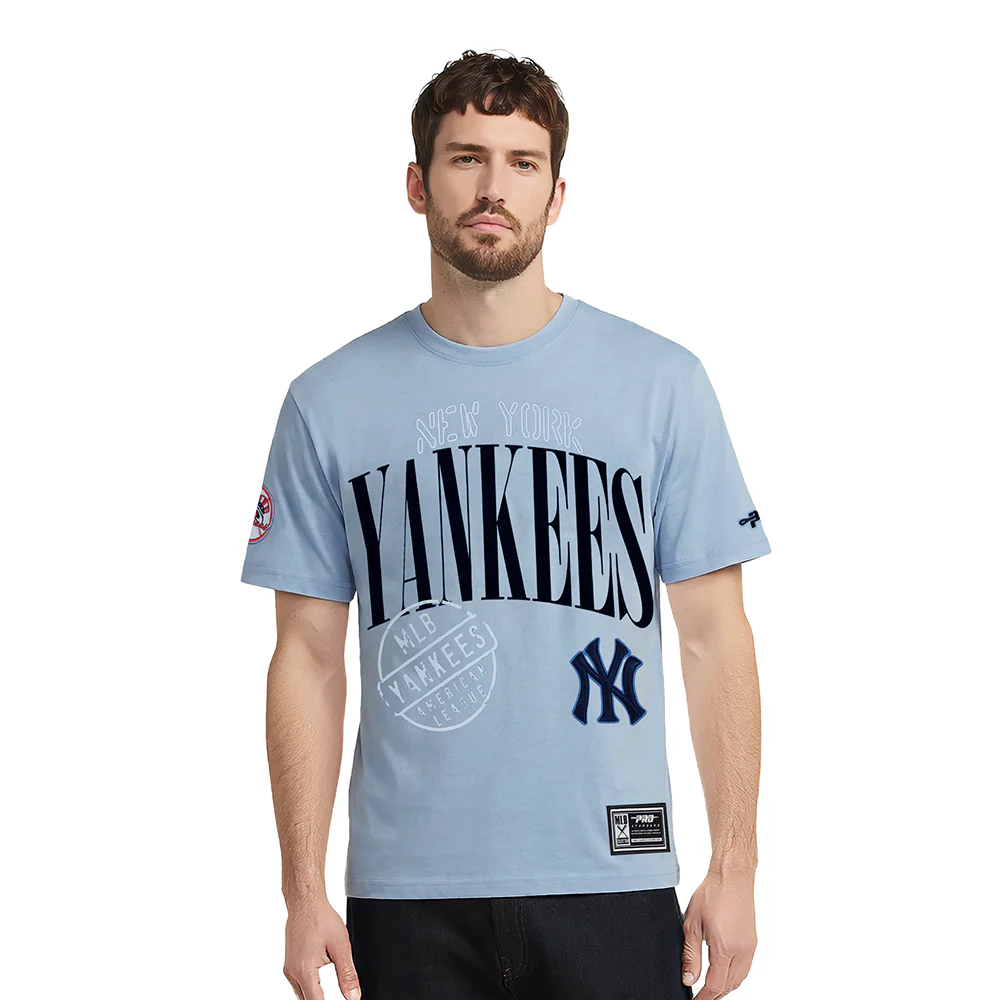 MLB NEW YORK YANKEES  STAMPED MEN'S S/S TEE (DUSTY BLUE)