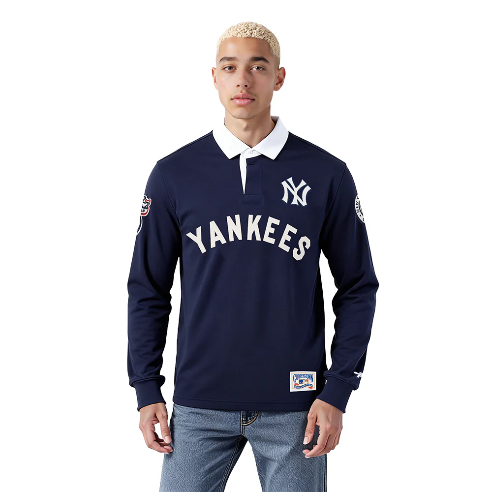 MLB NEW YORK YANKEES MODERN ORIGINALS MEN'S LS RUGBY (MIDNIGHT NAVY)