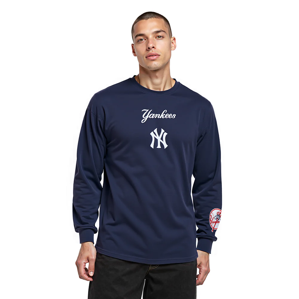 MLB NEW YORK YANKEES WINGSPAN MEN'S DROP SHOULDER LS TEE (MIDNIGHT NAVY) - Image 2
