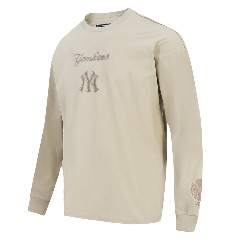 MLB NEW YORK YANKEES WINGSPAN MEN'S DROP SHOULDER LS TEE (TAUPE) - Image 3