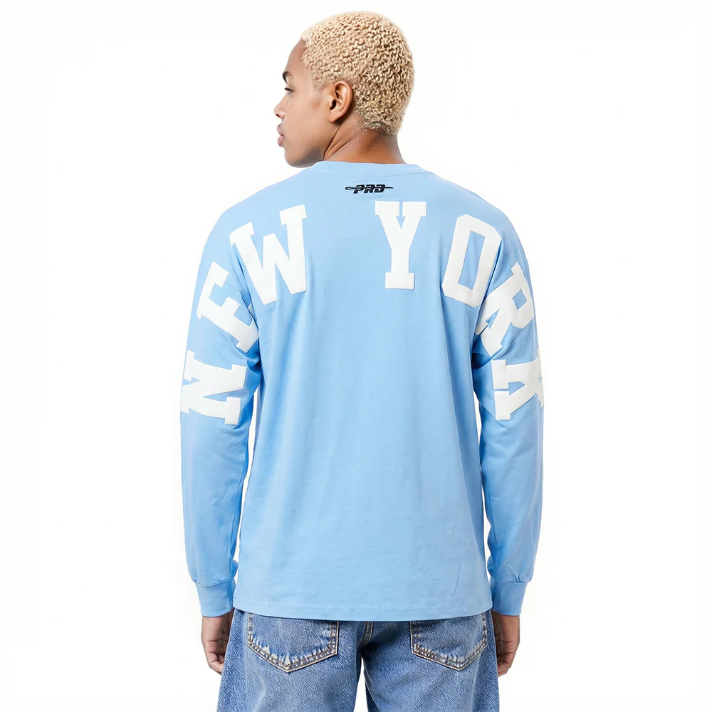 MLB NEW YORK YANKEES WINGSPAN MEN'S DROP SHOULDER LS TEE (UNIVERSITY BLUE)