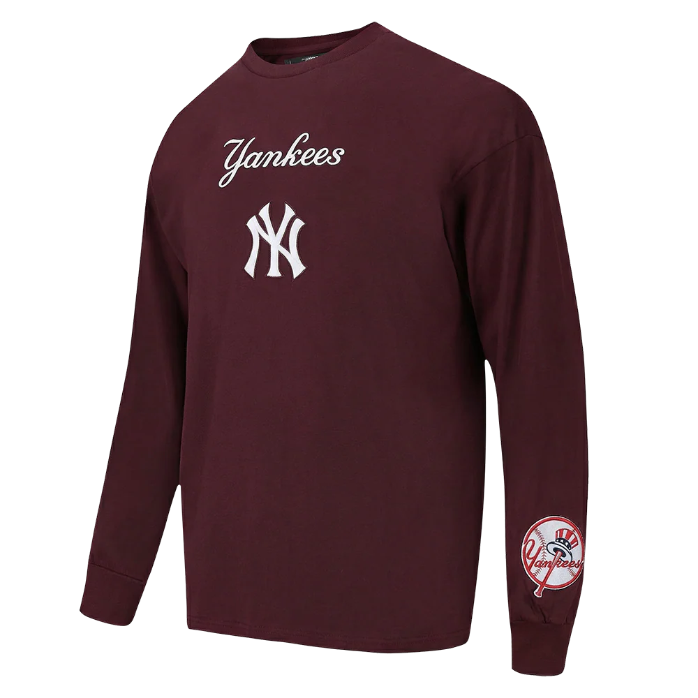 MLB NEW YORK YANKEES WINGSPAN MEN'S DROP SHOULDER LS TEE (WINE) - Image 3