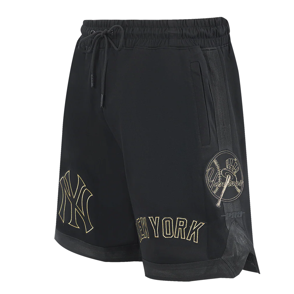 MLB NEW YORK YANKEES BLACK & GOLD MEN'S DOUBLE KNIT SHORT (JET BLACK) - Image 2