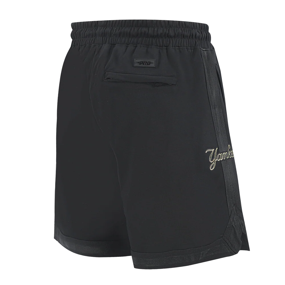 MLB NEW YORK YANKEES BLACK & GOLD MEN'S DOUBLE KNIT SHORT (JET BLACK) - Image 4