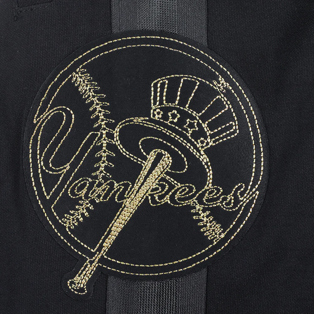 MLB NEW YORK YANKEES BLACK & GOLD MEN'S DOUBLE KNIT SHORT (JET BLACK) - Image 7
