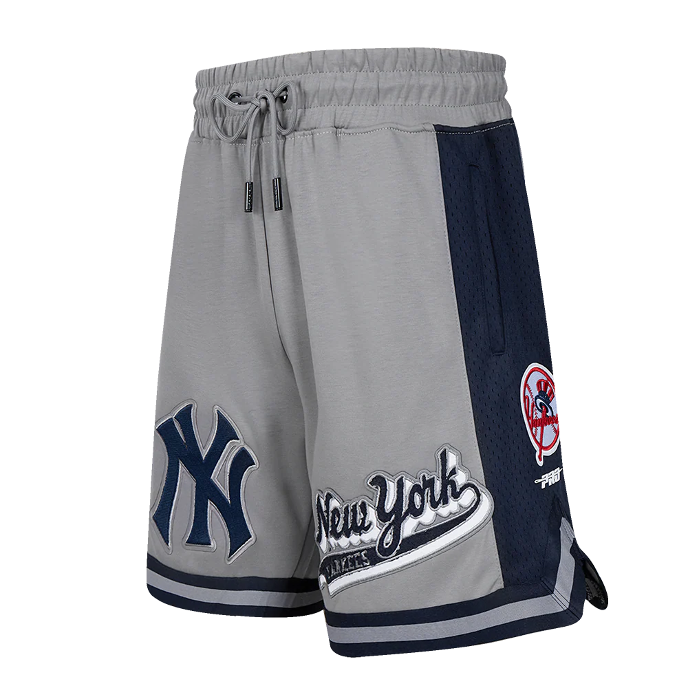 MLB NEW YORK YANKEES SCRIPT TAIL MEN'S DOUBLE KNIT 2.0 SHORT (GRAY/MIDNIGHT NAVY)
