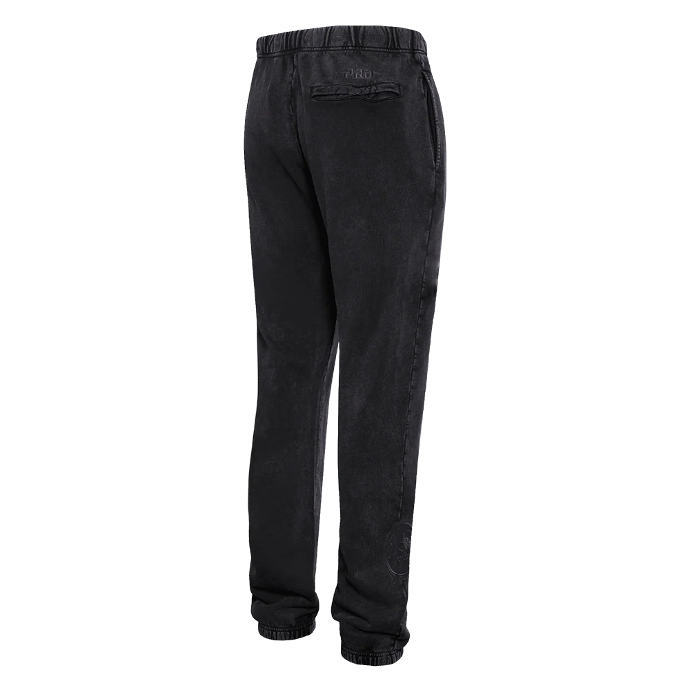 MLB NEW YORK YANKEES WASHED CLASSIC MEN'S ENZYME WASH RELAXED FT SWEATPANT (WASHED BLACK) - Image 3
