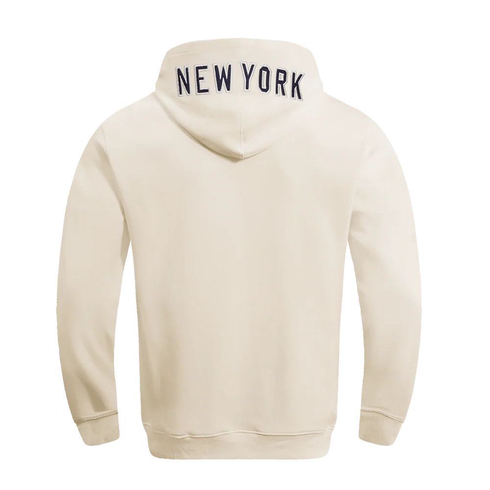 MLB NEW YORK YANKEES CLASSIC CHENILLE MEN'S DOUBLE KNIT PULLOVER HOODIE (EGGSHELL) - Image 3