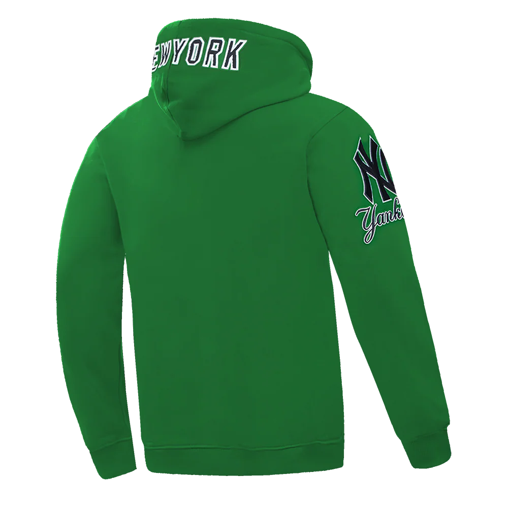 MLB NEW YORK YANKEES CLASSIC CHENILLE MEN'S DOUBLE KNIT PULLOVER HOODIE (KELLY GREEN) - Image 4