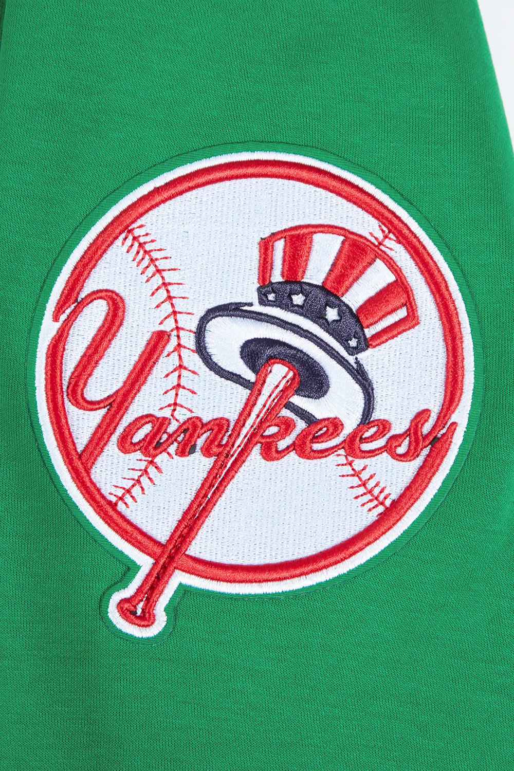 MLB NEW YORK YANKEES CLASSIC CHENILLE MEN'S DOUBLE KNIT PULLOVER HOODIE (KELLY GREEN) - Image 7