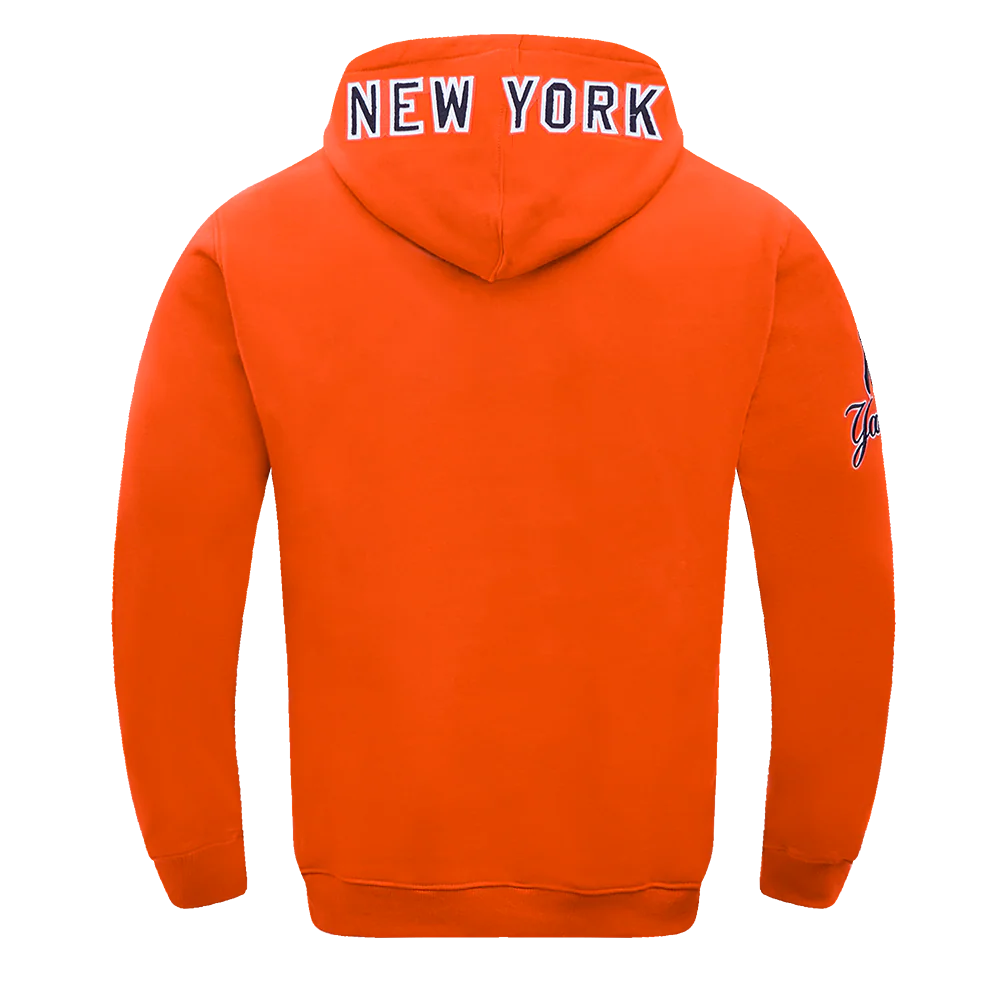 MLB NEW YORK YANKEES CLASSIC CHENILLE MEN'S DOUBLE KNIT PULLOVER HOODIE (ORANGE) - Image 3