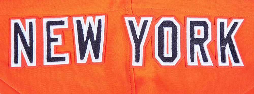 MLB NEW YORK YANKEES CLASSIC CHENILLE MEN'S DOUBLE KNIT PULLOVER HOODIE (ORANGE) - Image 8