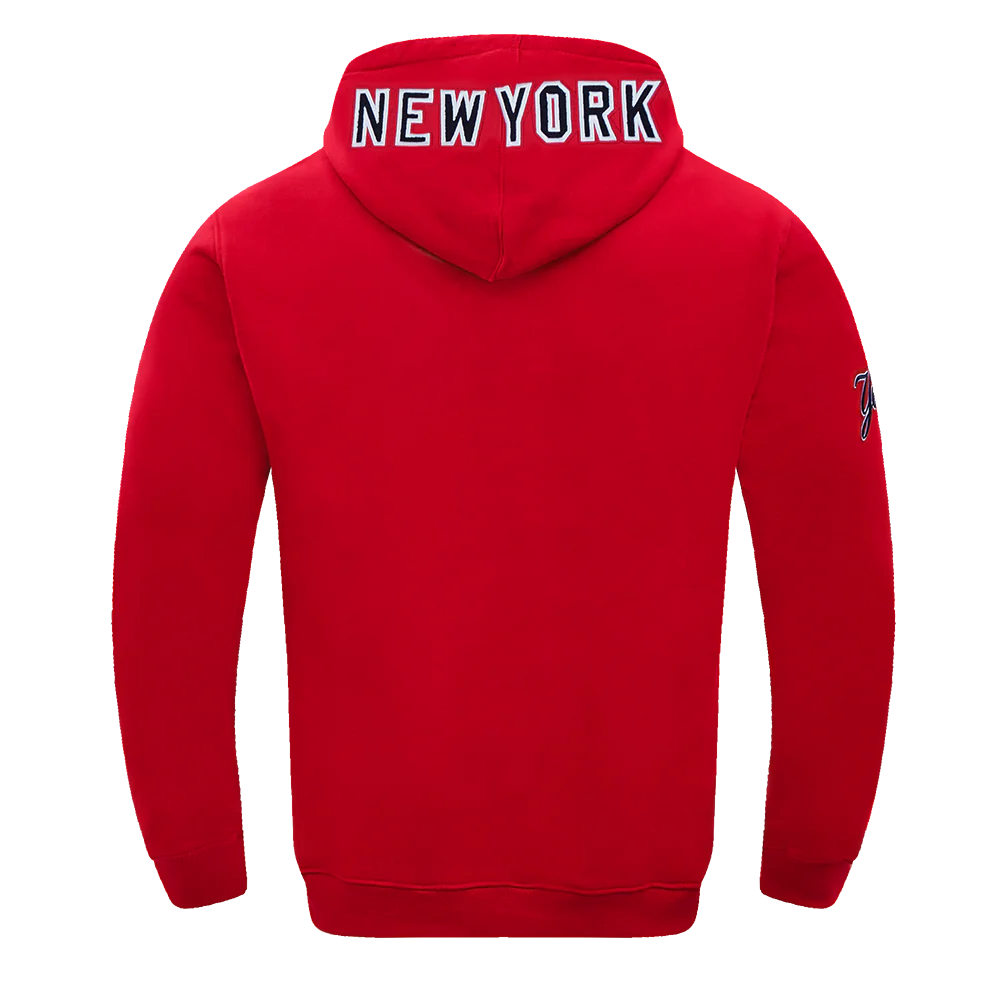 MLB NEW YORK YANKEES CLASSIC CHENILLE MEN'S DOUBLE KNIT PULLOVER HOODIE (RED) - Image 3