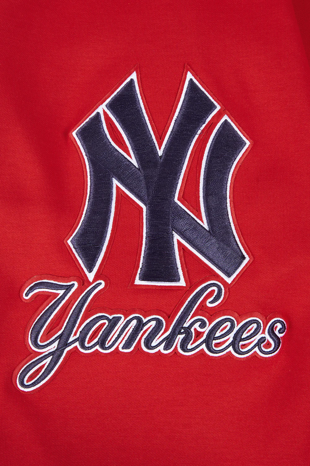 MLB NEW YORK YANKEES CLASSIC CHENILLE MEN'S DOUBLE KNIT PULLOVER HOODIE (RED) - Image 6