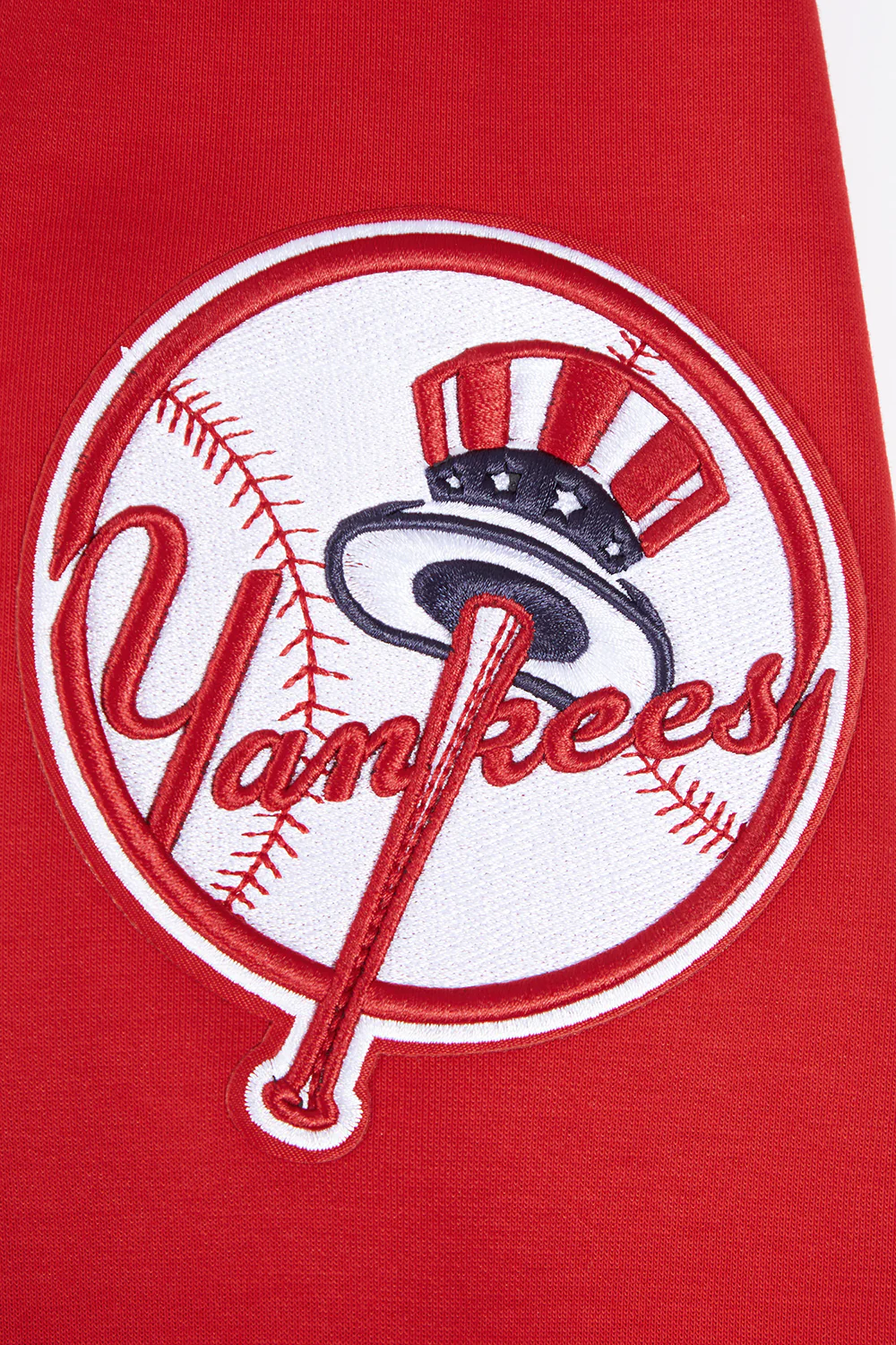 MLB NEW YORK YANKEES CLASSIC CHENILLE MEN'S DOUBLE KNIT PULLOVER HOODIE (RED) - Image 7