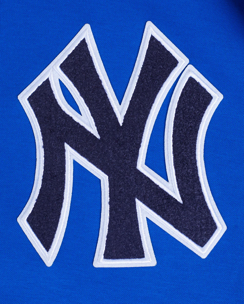 MLB NEW YORK YANKEES CLASSIC CHENILLE MEN'S DOUBLE KNIT PULLOVER HOODIE (ROYAL BLUE) - Image 5