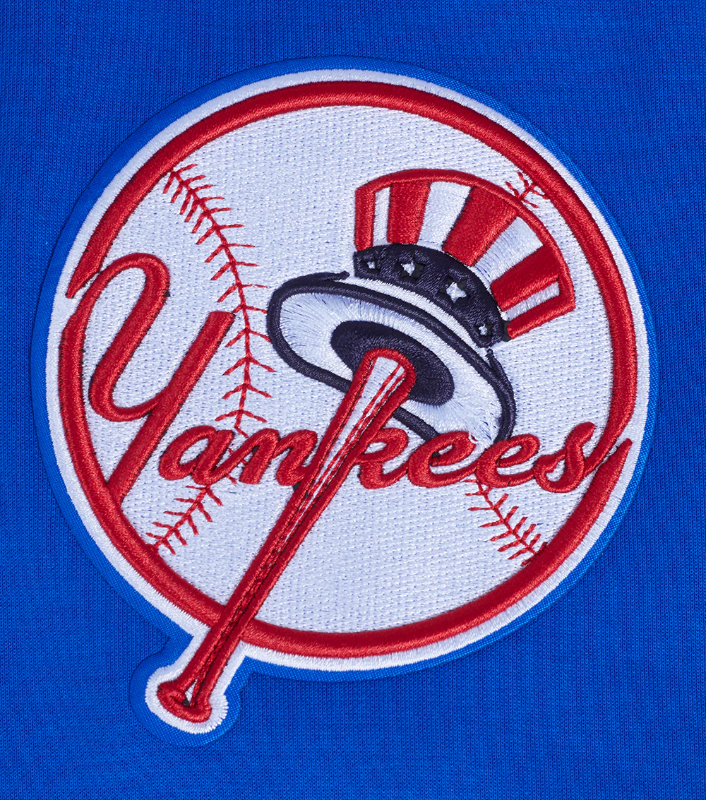 MLB NEW YORK YANKEES CLASSIC CHENILLE MEN'S DOUBLE KNIT PULLOVER HOODIE (ROYAL BLUE) - Image 6