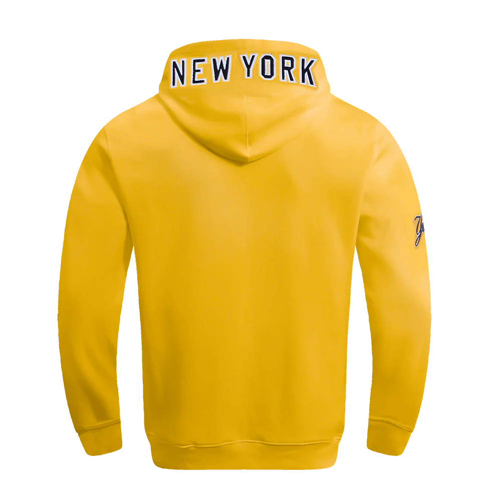 MLB NEW YORK YANKEES CLASSIC CHENILLE MEN'S DOUBLE KNIT PULLOVER HOODIE (YELLOW) - Image 3