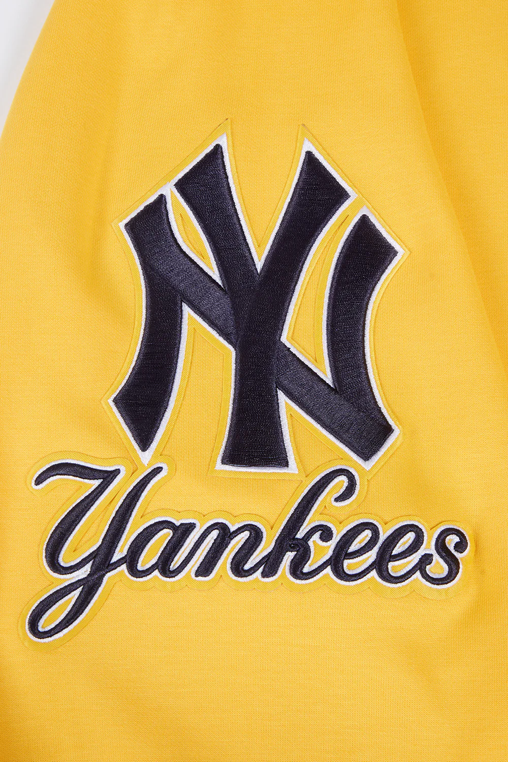 MLB NEW YORK YANKEES CLASSIC CHENILLE MEN'S DOUBLE KNIT PULLOVER HOODIE (YELLOW) - Image 6