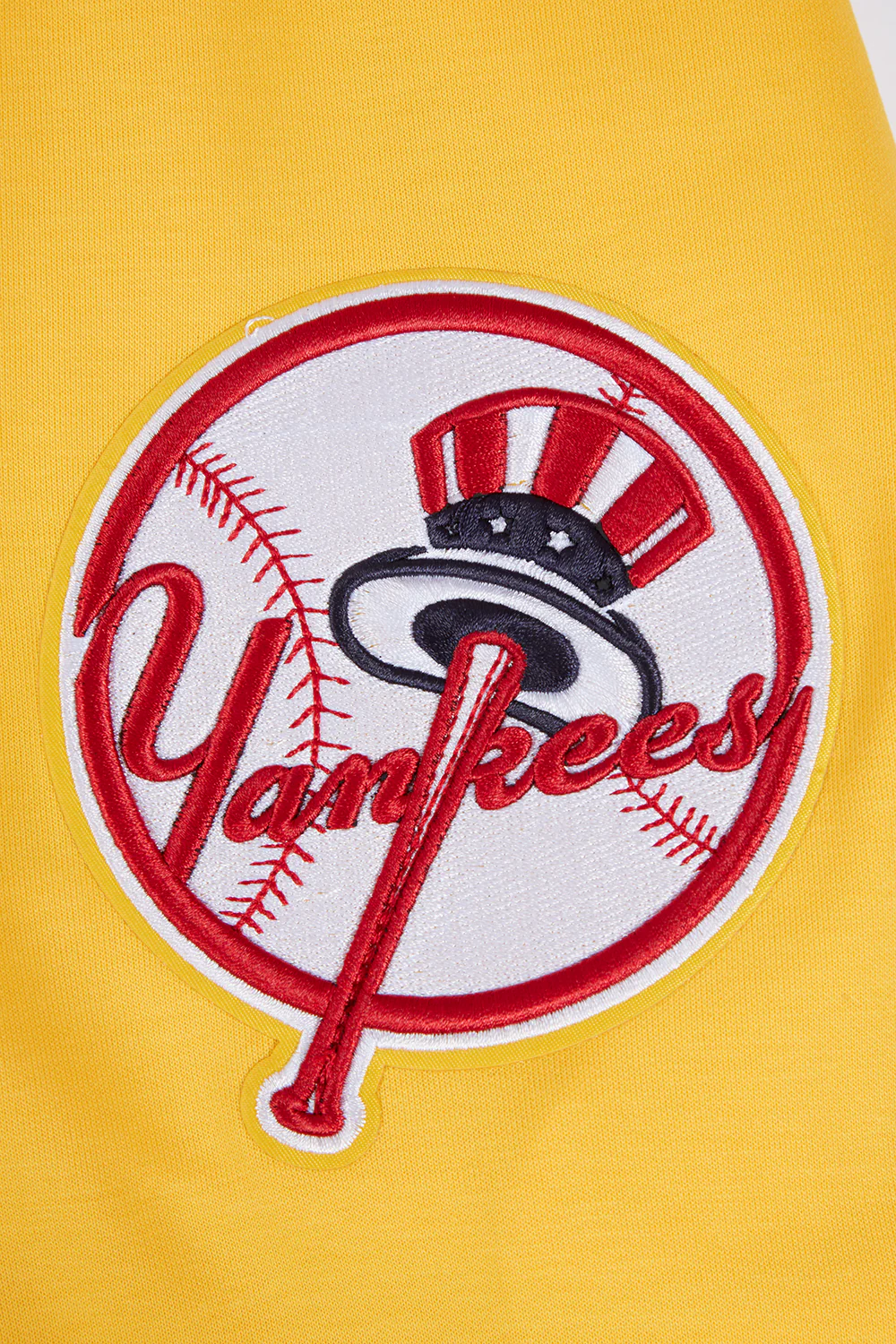 MLB NEW YORK YANKEES CLASSIC CHENILLE MEN'S DOUBLE KNIT PULLOVER HOODIE (YELLOW) - Image 7