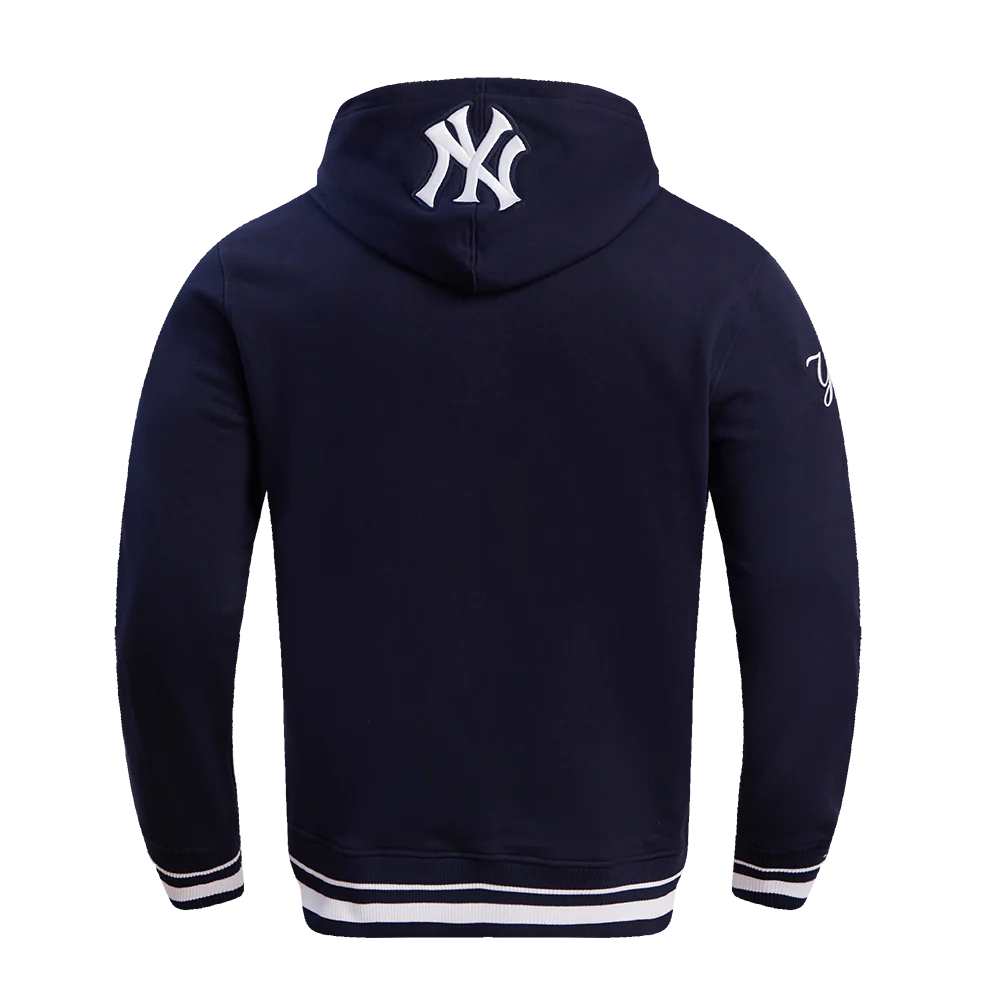 MLB NEW YORK YANKEES SCRIPT TAIL MEN'S RIB FLEECE PULLOVER HOODIE (MIDNIGHT NAVY) - Image 4