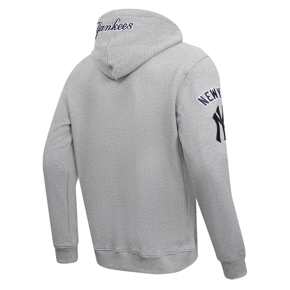 MLB NEW YORK YANKEES OLD ENGLISH MEN'S PULLOVER HOODIE (HEATHER GREY) - Image 3