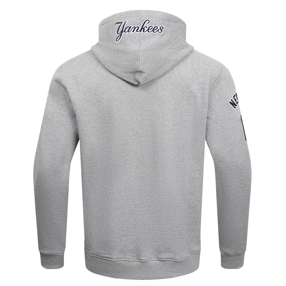 MLB NEW YORK YANKEES OLD ENGLISH MEN'S PULLOVER HOODIE (HEATHER GREY) - Image 4