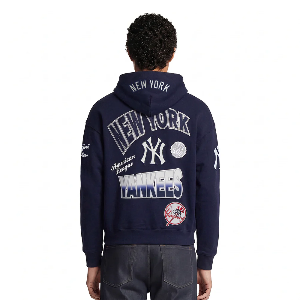 MLB NEW YORK YANKEES TURN IT UP MEN'S DROP SHOULDER FLC PO HOODIE (MIDNIGHT NAVY) - Image 2