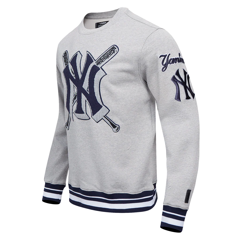 MLB NEW YORK YANKEES MASHUP MEN'S RIB CREWNECK (HEATHER GREY/MIDNIGHT NAVY) - Image 2