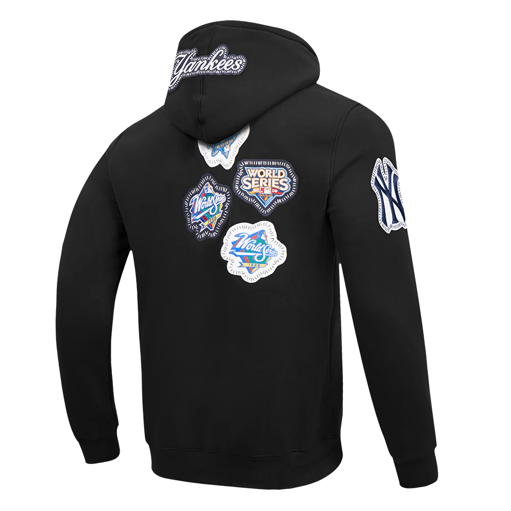 MLB NEW YORK YANKEES DIY PICK STITCH MEN'S DOUBLE KNIT PULLOVER HOODIE (BLACK) - Image 8