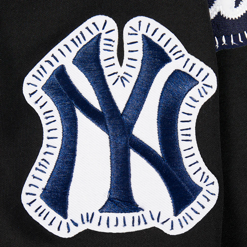 MLB NEW YORK YANKEES DIY PICK STITCH MEN'S DOUBLE KNIT PULLOVER HOODIE (BLACK) - Image 9