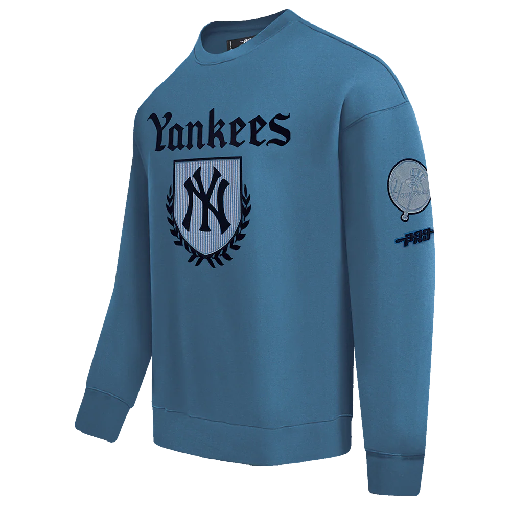 MLB NEW YORK YANKEES COUNTRY CLUB MEN'S DROP SHOULDER FLEECE CREWNECK (STEEL BLUE) - Image 2