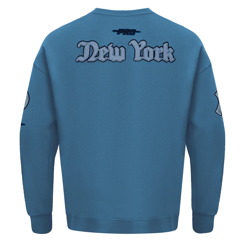 MLB NEW YORK YANKEES COUNTRY CLUB MEN'S DROP SHOULDER FLEECE CREWNECK (STEEL BLUE) - Image 3
