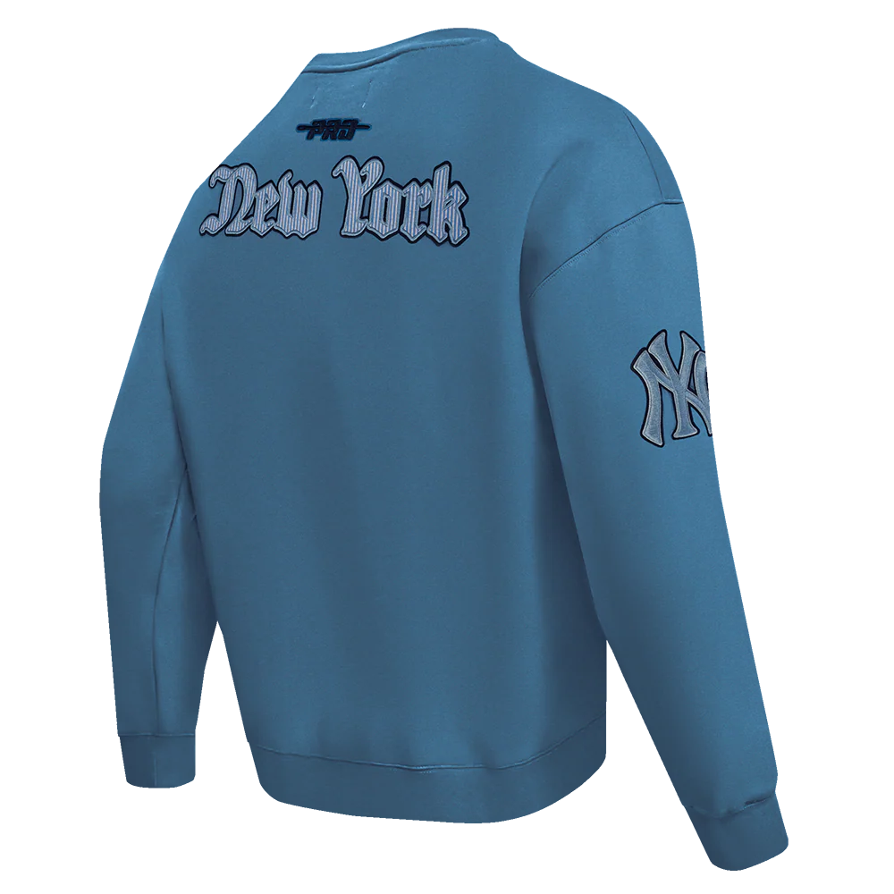 MLB NEW YORK YANKEES COUNTRY CLUB MEN'S DROP SHOULDER FLEECE CREWNECK (STEEL BLUE) - Image 4