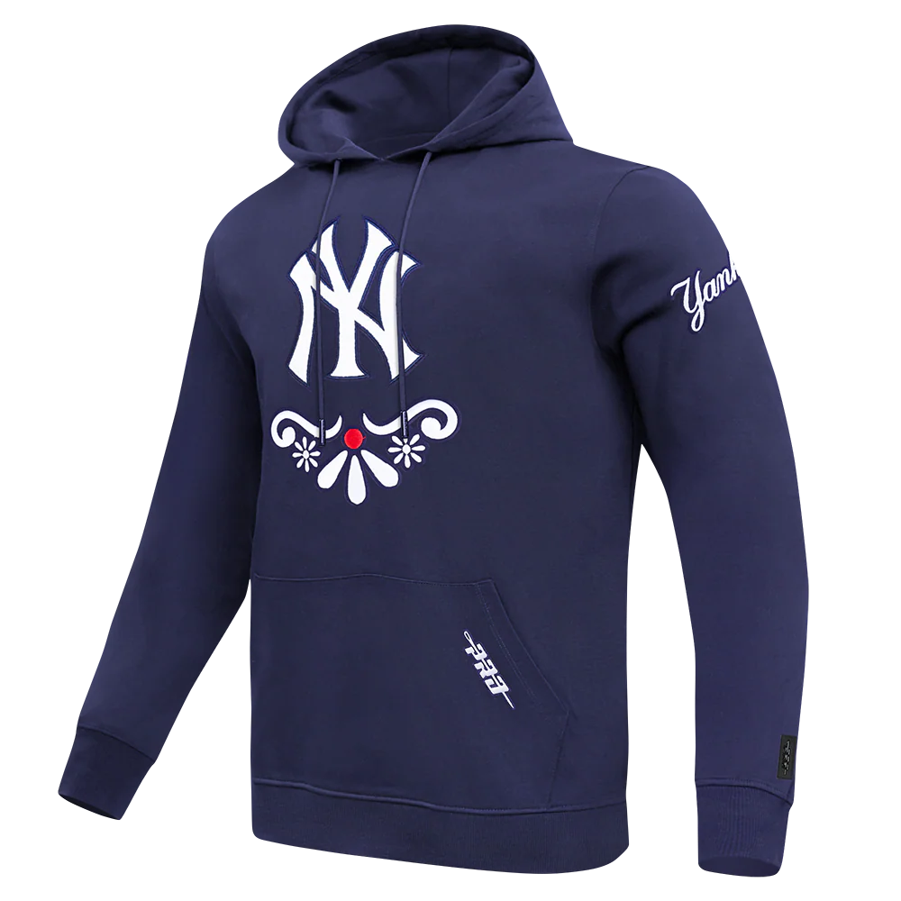 MLB NEW YORK YANKEES SUGAR SKULL MEN'S FLEECE PULLOVER HOODIE (MIDNIGHT NAVY) - Image 2