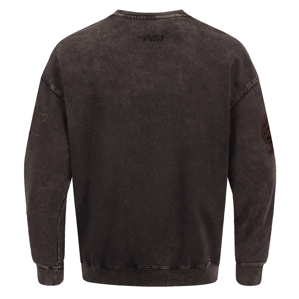 MLB NEW YORK YANKEES WASHED CLASSIC MEN'S ENZYME WASH DROP SHOULDER CREWNECK (WASHED BROWN) - Image 3