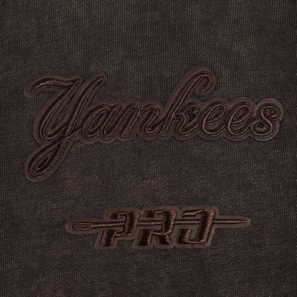 MLB NEW YORK YANKEES WASHED CLASSIC MEN'S ENZYME WASH DROP SHOULDER CREWNECK (WASHED BROWN) - Image 6