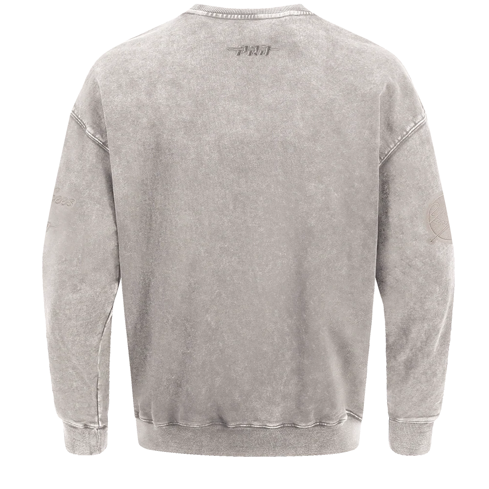 MLB NEW YORK YANKEES WASHED CLASSIC MEN'S ENZYME WASH DROP SHOULDER FT CREWNECK (WASHED WARM SLATE) - Image 3