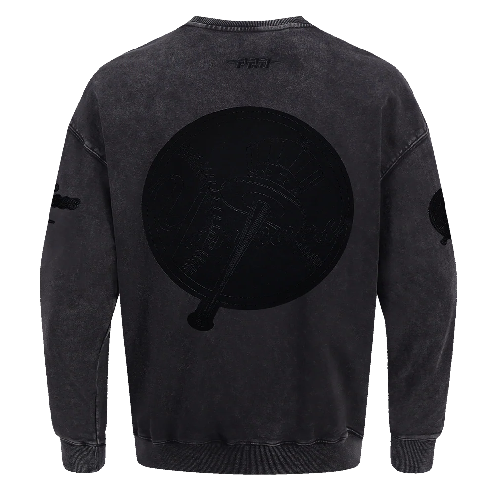 MLB NEW YORK YANKEES WASHED VANGUARD MEN'S ENZYME WASH DROP SHOULDER (WASHED BLACK) - Image 3