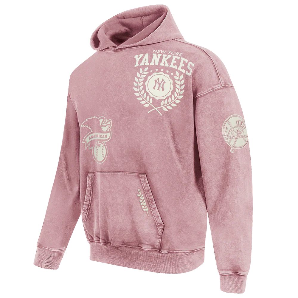NEW YORK YANKEES STREET TEAM MEN'S ENZYME WASH DS FT PO HOODIE (WASHED MAUVE) - Image 3