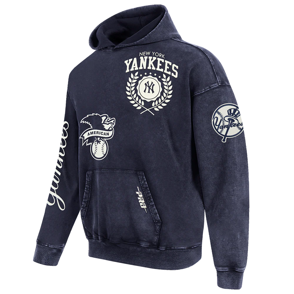 NEW YORK YANKEES STREET TEAM MEN'S ENZYME WASH DS FT PO HOODIE (WASHED MIDNIGHT NAVY) - Image 3