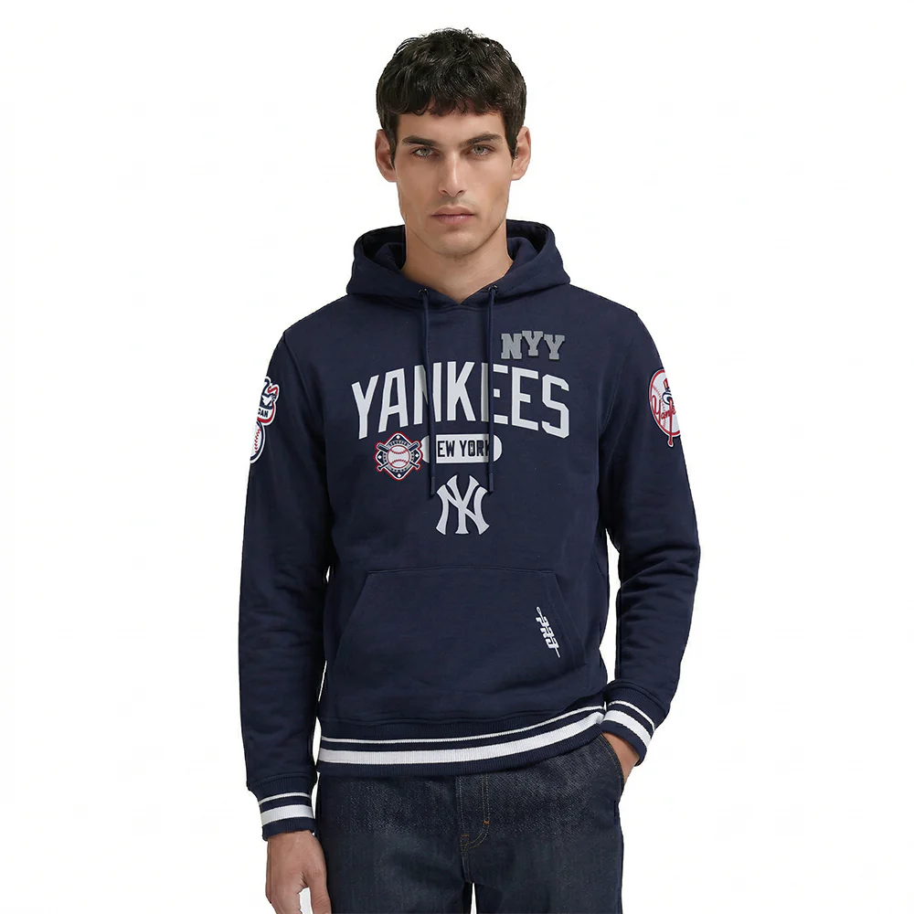 MLB NEW YORK YANKEES LETTERMAN MEN'S PULL OVER HOODIE (MIDNIGHT NAVY)